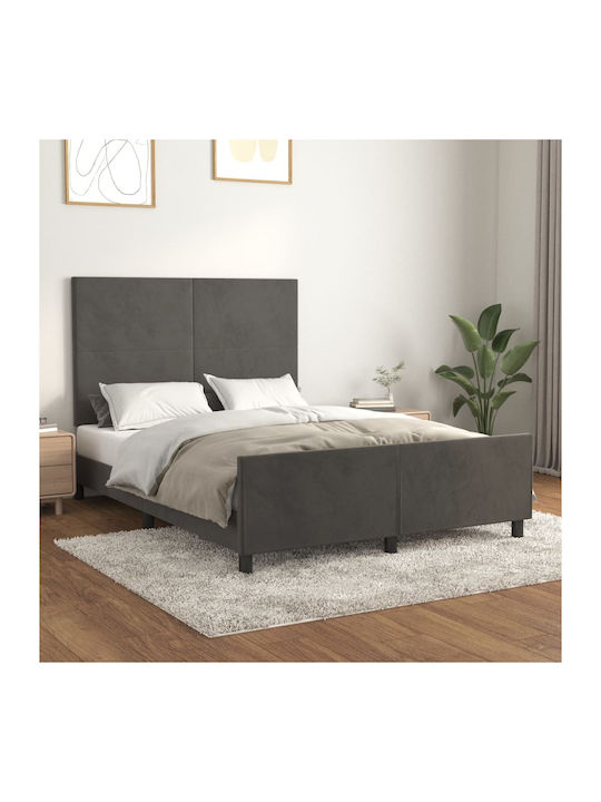 Κρεβάτι Διπλό Επενδυμένο με Ύφασμα Σκούρο Γκρι για Στρώμα 140x190cm