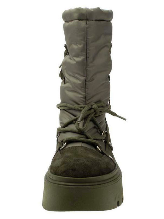 Suede Women's Ankle Boots Platform Khaki