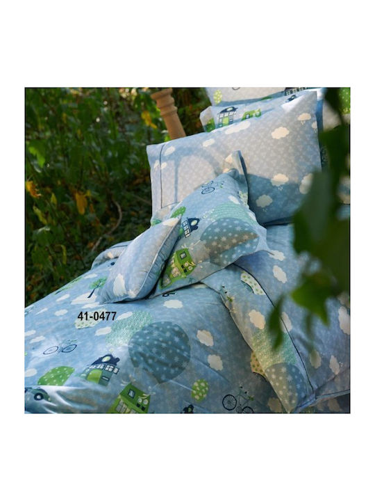 Down Town Home Kinder Kissenbezüge Set Baumwollsatin 52x75cm Blue