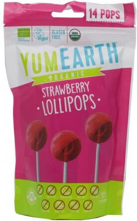 YumEarth Lollipops Organic Pops with Flavor Strawberry 87gr 14pcs