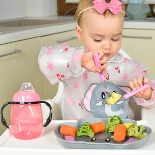 Akuku Educational Sippy Cup Plastic with Handles Pink for 6m+m+ 280ml A0429