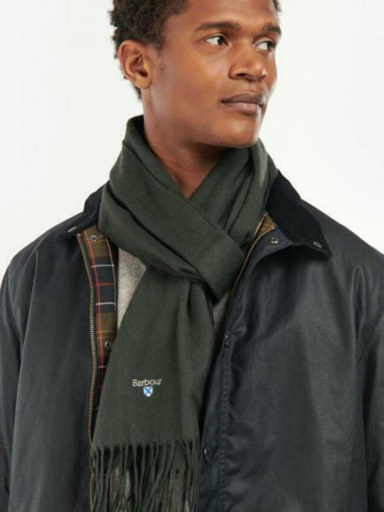 Plain Lambswool Men's Wool Scarf Forest Green