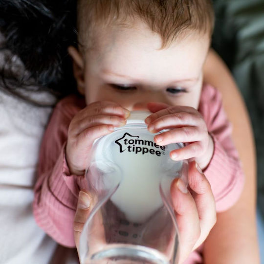 Tommee Tippee Glass Baby Bottle Closer To Nature Anti-colic with Silicone Teat for 0+ Months Pink Panda - Pink 250ml