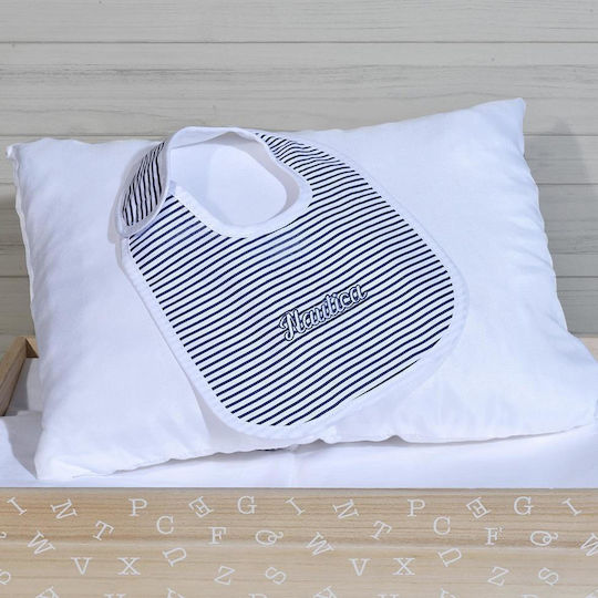 Nautica Bib from 100% Cotton with Hoop & Loop Fastener Striped Blue for 5 m+