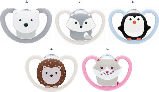Nuk Space Orthodontic Pacifier Silicone with Case Bear - Gray for 0-6 months