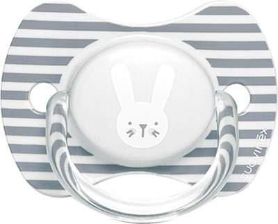 Suavinex Pacifier Silicone Rabbit 2 Hygge Stripes Grey with Case for 6-18 months 1pcs