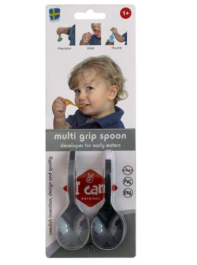 I Can Βρεφικό Σετ με Κουτάλια Light Grey/Dark Grey για 12+ μηνών 2τμχ