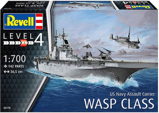 Revell USS Wasp Class Modeling Figure Ship 142 Pieces in Scale 1:700 36.5cm.
