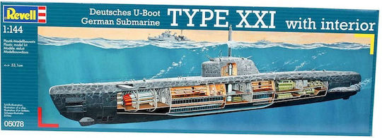 Revell U-Boat XXI Type w. Interieur Modeling Figure Submarine Gray 163 Pieces in Scale 1:144 53.1cm.