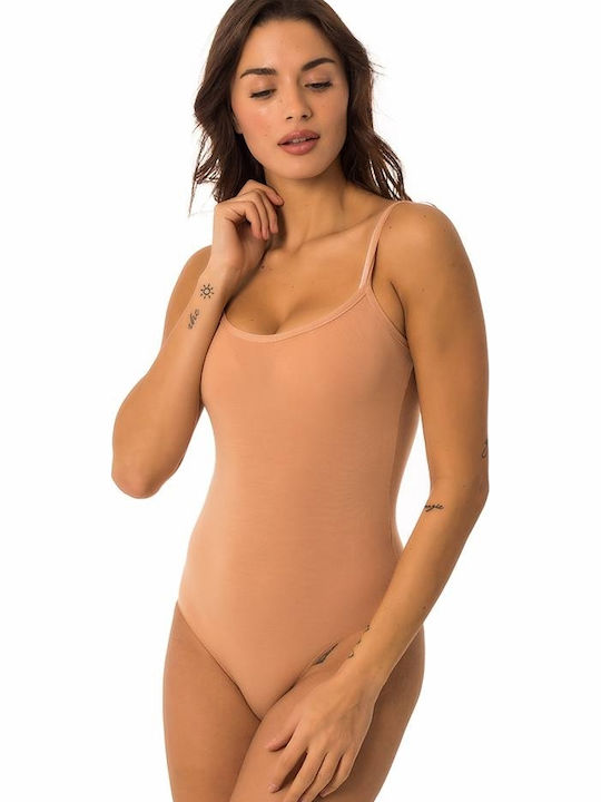Lingerie Spaghetti Strap Bodysuit Beige