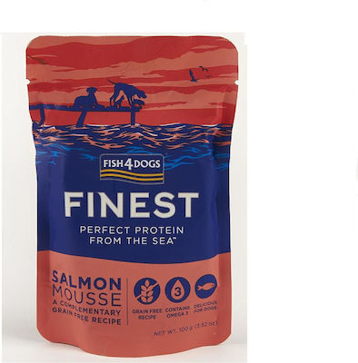 Fish4Dogs Finest Grain Free Wet Dog Food Pouch with Salmon 1 x 100gr