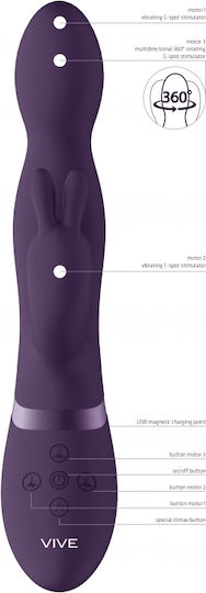 Vive Niva Vibrator Kaninchen 21.5cm Purple