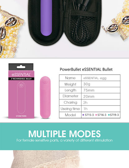 Power Bullet Essential Bullet Vibrator Mini Δονητής Bullet Purple