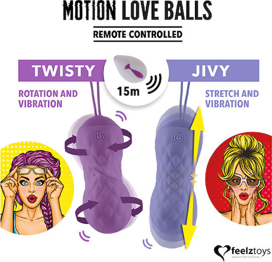 Feelztoys Remote Controlled Motion Love Balls Jivy Vibrator Egg with Remote Control 8cm Purple
