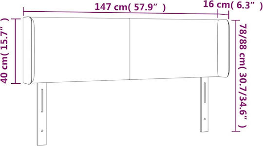 vidaXL Κεφαλάρι Κρεβατιού με Δερματίνη Γκρι 147x88cm