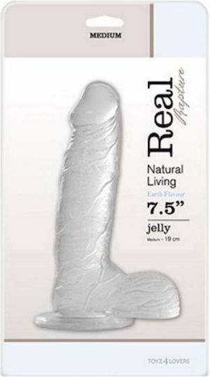 Toyz4lovers Real Rapture Natural Living Jelly Ρεαλιστικό Dildo με Όρχεις και Βεντούζα Clear 19cm