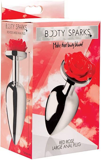 Booty Sparks Rose Πρωκτική Σφήνα Large Silver / Red 10.2cm
