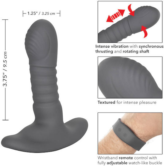 Calexotics Eclipse Wristband Remote Thrusting Rotator Probe Anal Plug mit kabelloser Funktion und Vibration Grey