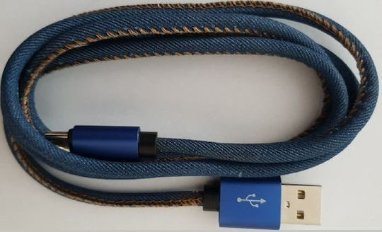 Gembird Плетен USB 2.0 Кабел USB-C Мъжки - USB-A Син 2м GM-JEANS-TYPEC-2M