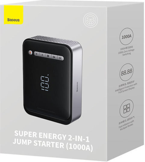 Baseus Super Energy 2 in 1 Portable Car & Motorcycle Battery Jump Starter 8000mAh with Power Bank USB Pump Flashlight 12V
