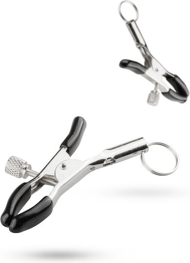 Easytoys Screw Clamps with Attachment Ring Σφιγκτήρες Θηλών σε Μαύρο Χρώμα