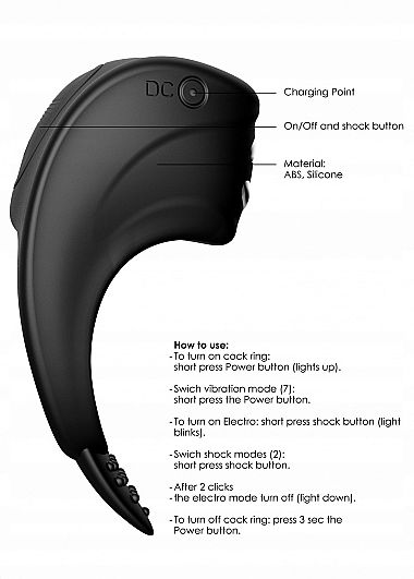 Shots Electro Cock Ring With C-Spot E-Stim Massager for Electro-stimulation Black