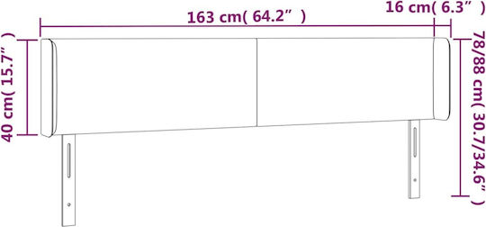 vidaXL Stoff Kopfstütze für Betten Schwarz 163x88cm