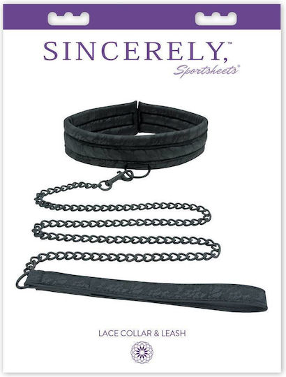 Sportsheets Lace Collar & Leash Collar in Black Color