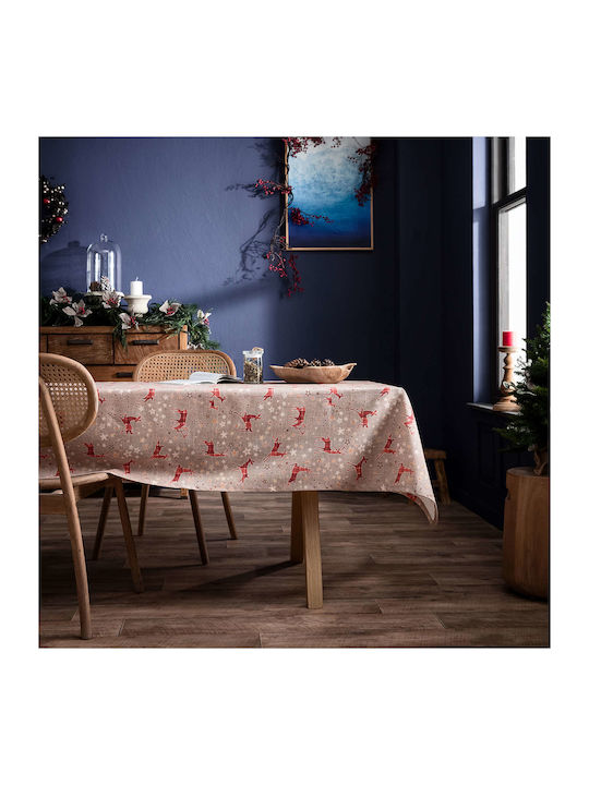 Gofis Home Christmas Tablecloth Square Fabric Beige L85xW85cm.