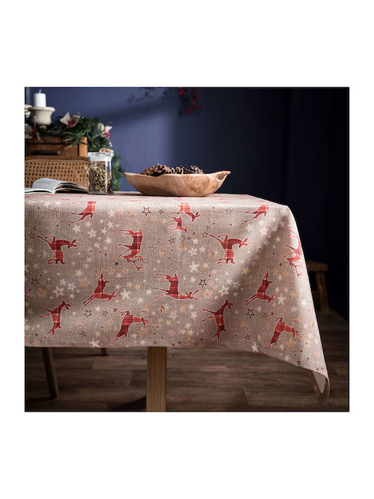 Gofis Home Christmas Tablecloth Square Fabric Beige L85xW85cm.