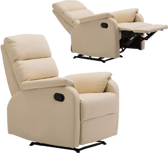 Comfort Relax Armchair with Footstool from Leatherette Beige 79x97x101cm