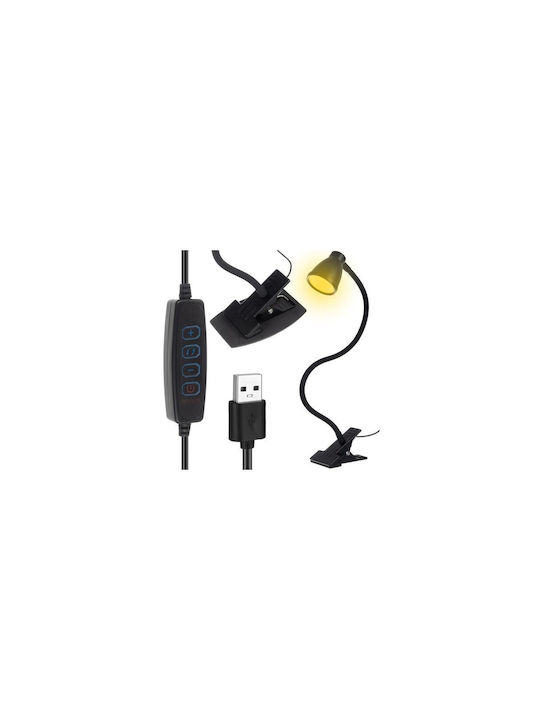 Izoxis LED Office Lamp with Flexible Arm and Clip in Black Color