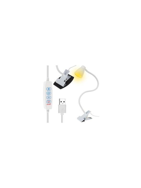 Izoxis LED Lumină de Birou cu Braț Flexibil și Clește în Culoarea Alb