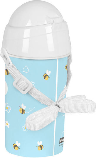 Safta Abeja Sticlă de apă pentru copii Plastic cu Pai Albastru deschis 500ml