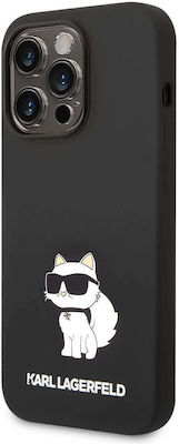 Karl Lagerfeld Choupette NFT Logo Umschlag Rückseite Silikon Schwarz (iPhone 14 Pro Max) KLHCP14XSNCHBCK