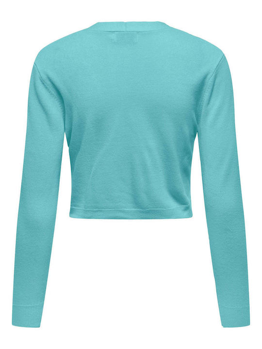 Only Damen Crop Top Langärmelig mit V-Ausschnitt Baltic