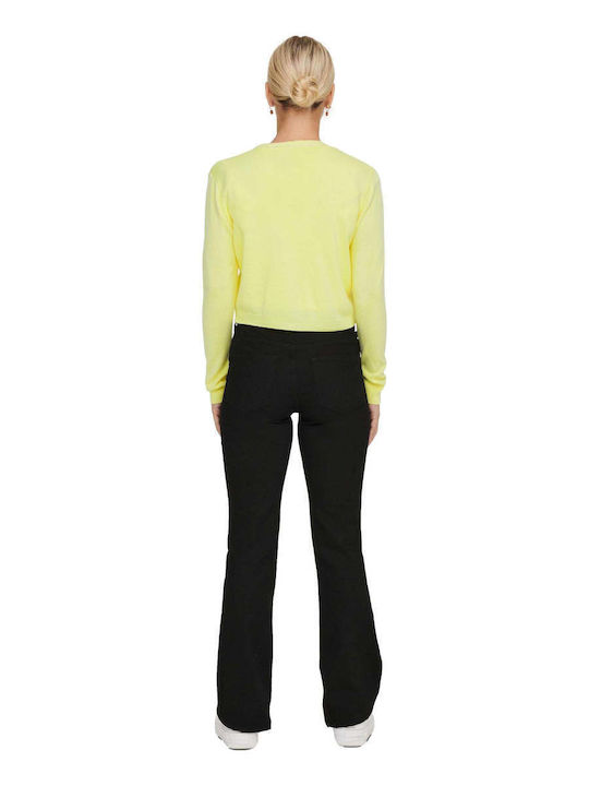 Only Women's Crop Top Long Sleeve with V Neck Sunny Lime