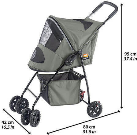 Ferplast Globetrotter Waterproof Dog Carrying Gray Stroller for 9kg Pets L80xW42xH95cm