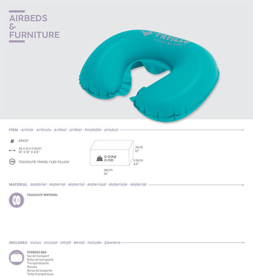 Bestway Inflatable Travel Pillow Travel Set Pillow 36x31x11.5cm Turquoise