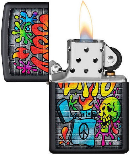Zippo Street Art Brichetă Rezistentă La Vânt Cu Flacără Multicoloră