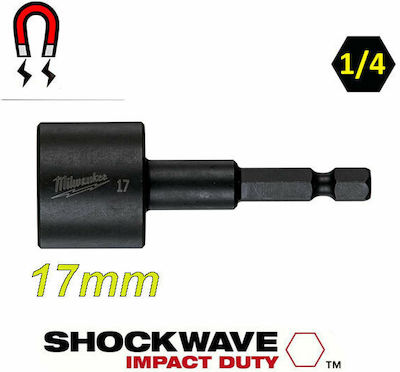 Milwaukee Magnetisch Nuss Pneumatisch Sechskant mit Vierkant-Antrieb HEX Durchmesser 17mm 1Stück