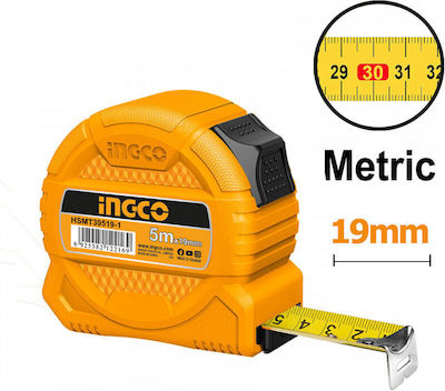 Ingco Tape Measure with Auto-Rewind 19mm x 5m