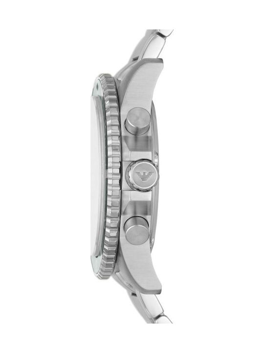 Emporio Armani Diver Men's Watch 44mm Battery with Silver Metal Bracelet