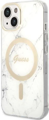 Guess MagSafe + Wireless Charger Apple iPhone Silicone Back Cover Marble White (iPhone 14 Plus)