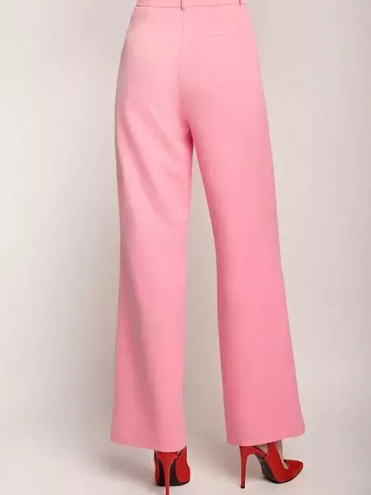 Desiree Women's High-waisted Fabric Trousers in Regular Fit Pink