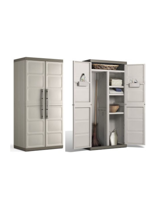 Doppelflügeliger Außenschrank Excellence XL Utility aus Polypropylen mit Trennwand & 4 Regale 89x54x182cm