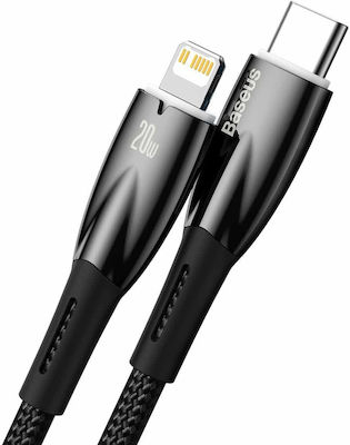 Baseus Glimmer Împletit USB-C la Cablu Lightning 20W Negru 2m (CADH000101)