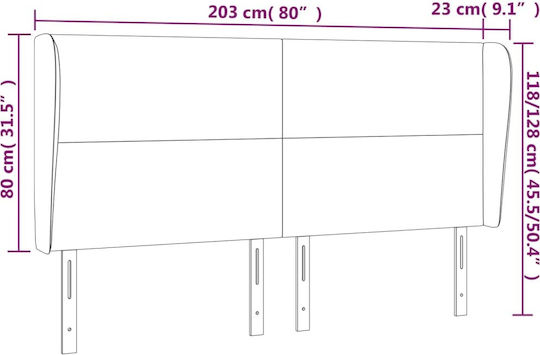 vidaXL Κεφαλάρι Κρεβατιού Υφασμάτινο Μπλε 203x118cm