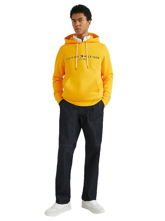 Tommy Hilfiger Men's Sweatshirt with Hood and Pockets Yellow