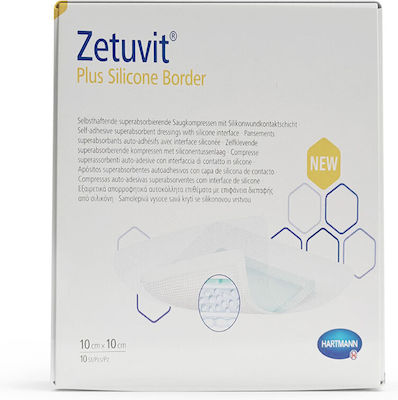 Hartmann Sterilisiert Selbstklebende Bandagen Zetuvit Plus Silicone Border 10x10cm 1Stück